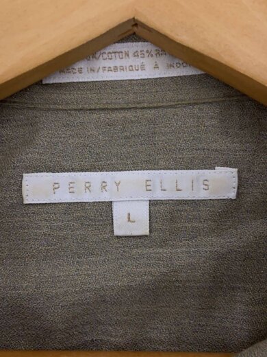 画像：PERRY ELLIS長袖シャツ/L/レーヨン/KHK/無地//3