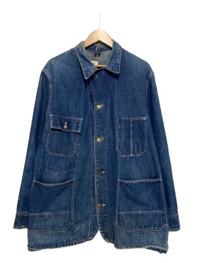 商品画像：推定50s/角ポケ/タグ欠損/開襟/色残り70％/カバーオール/--/デニム/IDG/無 1