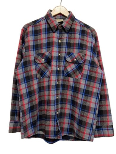 商品画像：90s/長袖シャツ/L/コットン/BLK/チェック 1