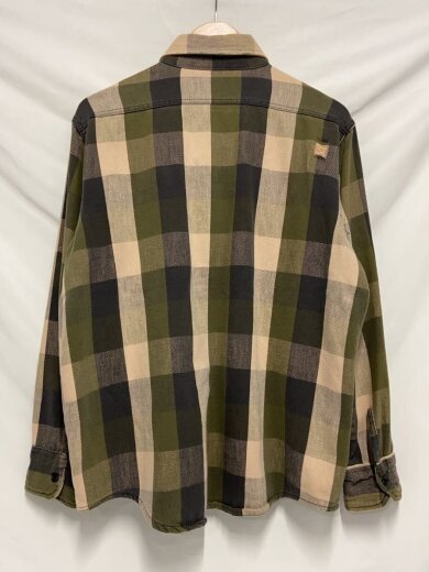 商品画像：80s/黒ボタン/ネルシャツ/16.5/コットン/GRN/チェック 2