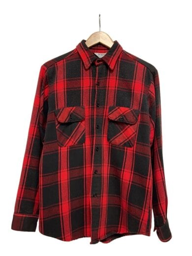 商品画像：80s/長袖シャツ/M/コットン/RED/BLK/チェック 1