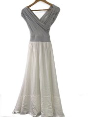 25SS/Gathered Bicolor Dress/ノースリーブワンピース/S/レーヨン/BLU