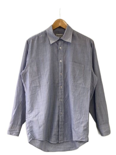 商品画像：長袖シャツ/15.5/コットン/BLU/ストライプ// 1