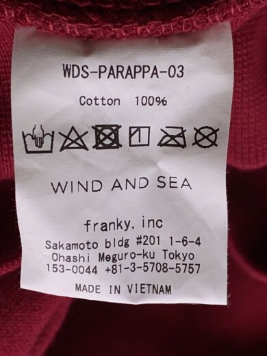 画像：WIND AND SEAパラッパラッパー/刺繍パーカー/M/コットン/RED/WDS-PARAPPA-035
