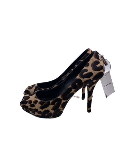 商品画像：オープントゥ/レオパード/パンプス/36/BEG/ハラコ 1