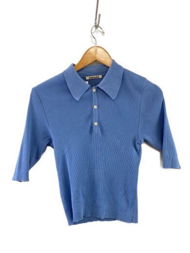 商品画像：HIGH GAUGE RIB KNIT POLO/ポロシャツ/2/コットン/BLU/無地/A24SP01HR 1
