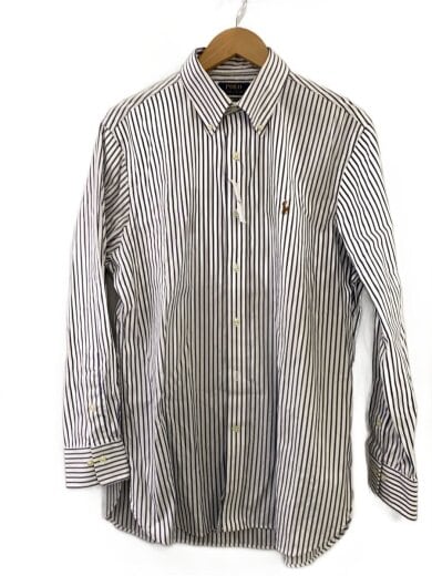 商品画像：classic fit/カラーポニー/現行/qrタグ/長袖シャツ/16/コットン/WHT/ストライプ// 1