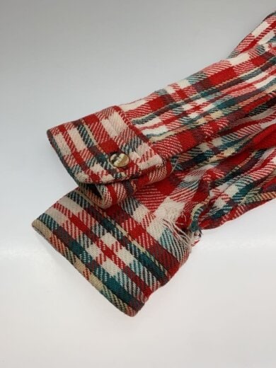 商品画像：80s/USA製/ネルシャツ/M/コットン/RED/チェック/トップボタン欠品// 4