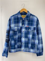 25SS/TYPE LOGO チェックトラッカージャケット/Gジャン/FREE/コットン/BLU/チェック