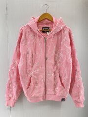 cross chain embroidery zip hoodジップパーカー/S/コットン/PNK/総柄