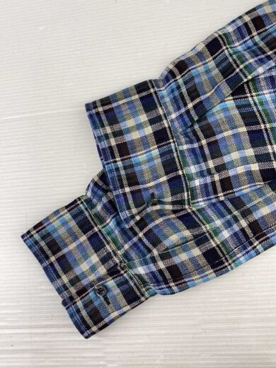 商品画像：22SS/長袖シャツ/44/リネン/BLU/チェック/s74dm0614 5