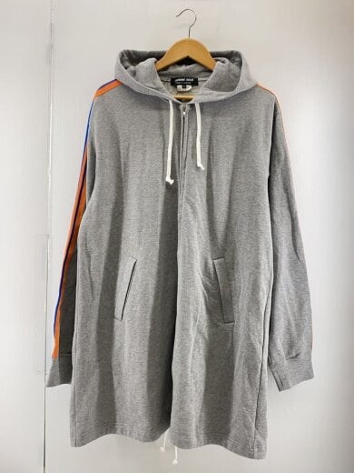 商品画像：タグ付き/ロング丈ジップパーカー/L/コットン/GRY/サイドライン 1