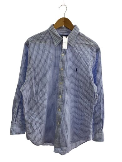 商品画像：長袖シャツ/16.5/コットン/BLU/チェック 1