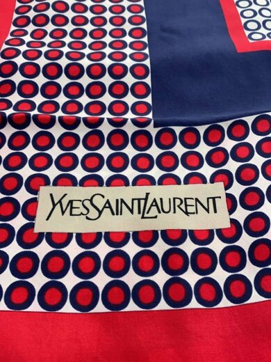 画像：YVES SAINT LAURENTストール/シルク/RED/ドット/レディース2