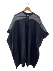 シアードッキング変形半袖ワンピース/--/コットン/BLK