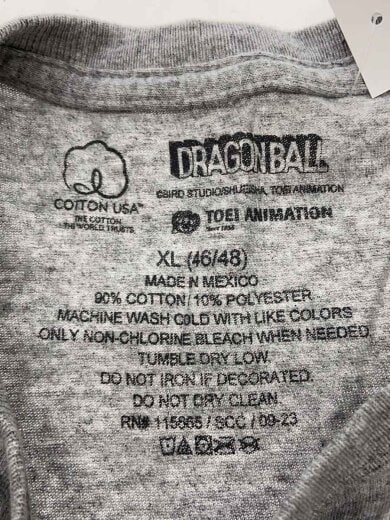 商品画像：Tシャツ/XL/コットン/GRY/無地/アニメ/DRAGONBALL 3