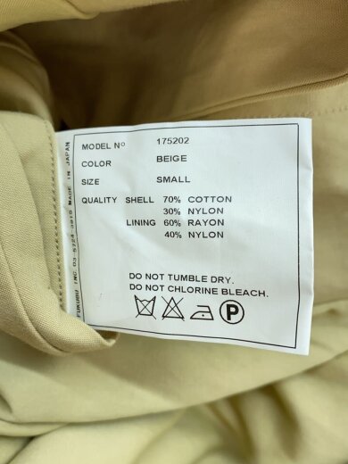 商品画像：チェスターコート/S/コットン/BEG/無地/175202 4