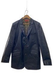 テーラード3ボタンレザージャケット・ブルゾン/38/牛革/BLK/M87163