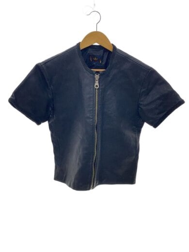 商品画像：レザージャケット・ブルゾン/38/牛革/BLK/無地/半袖// 1