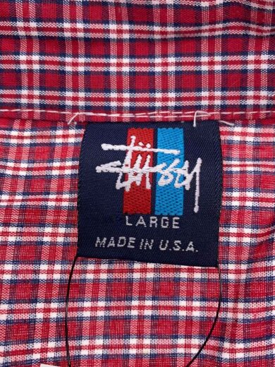 商品画像：半袖シャツ/L/コットン/RED/チェック/90S// 3
