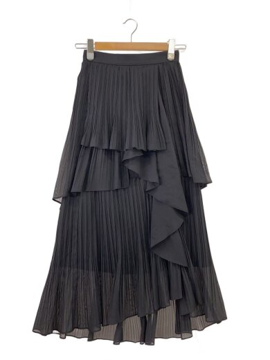 商品画像：ロングスカート/O/ポリエステル/BLK/無地 1