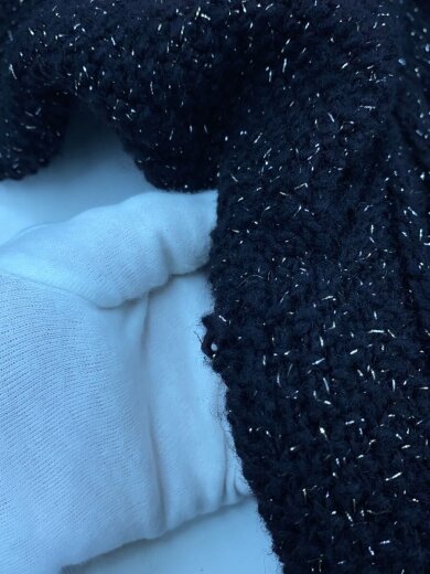 商品画像：カーディガン(厚手)/--/ウール/BLK/無地/右脇下に毛糸のほつれ有// 7