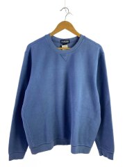 90s/ペルー製/鹿の子スウェット/L/コットン/ブルー/無地