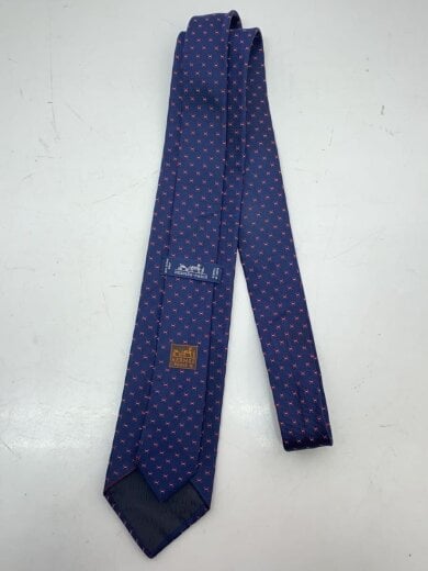 商品画像：ネクタイ/H柄/シルク/ネイビー/総柄/メンズ 2