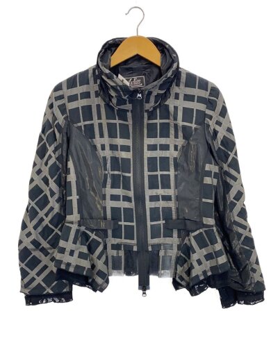 商品画像：フリル切替/ジップアップジャケット/42/コットン/BLK/総柄/1052171 1