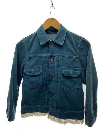 商品画像：レース/コーデュロイジャケット/M/コットン/ブルー/袖に汚れ・変色有 1
