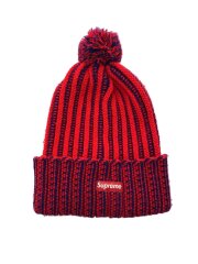 19FW/contrast stripe beanie/アクリル/レッド/メンズ