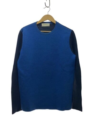 商品画像：CRAZY PATTERN CREW NECK KNIT/48/コットン/ブルー/汚れ有 1