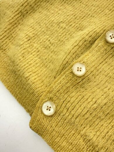 商品画像：60s/カーディガン/M/ウール55/モヘヤ35/イエロー/ダメージ・一部剥がれ・汚れ有 7