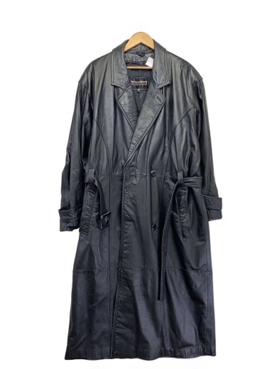 商品画像：ボタン欠損、緩み有/ライナー欠品/Leather Long Coat/L/レザー/ブラック// 1