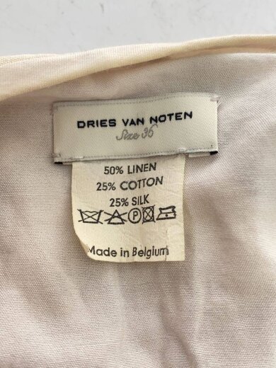 商品画像：ノーカラーボタンレス刺繍ジャケット/36/リネン/アイボリー系/総柄/汚れ有 3