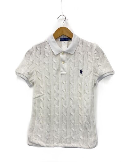 画像：POLO RALPH LAURENケーブルニットポロシャツ/M/コットン/WHT//1
