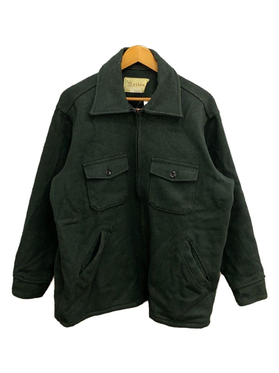 Melton / 70s/MeltonWool Jacket/小文字 動物タグ/USA製/L/ウール/GRN/無地