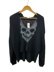 OPEN COLLAR SKULL KNIT /S/コットン/BLK
