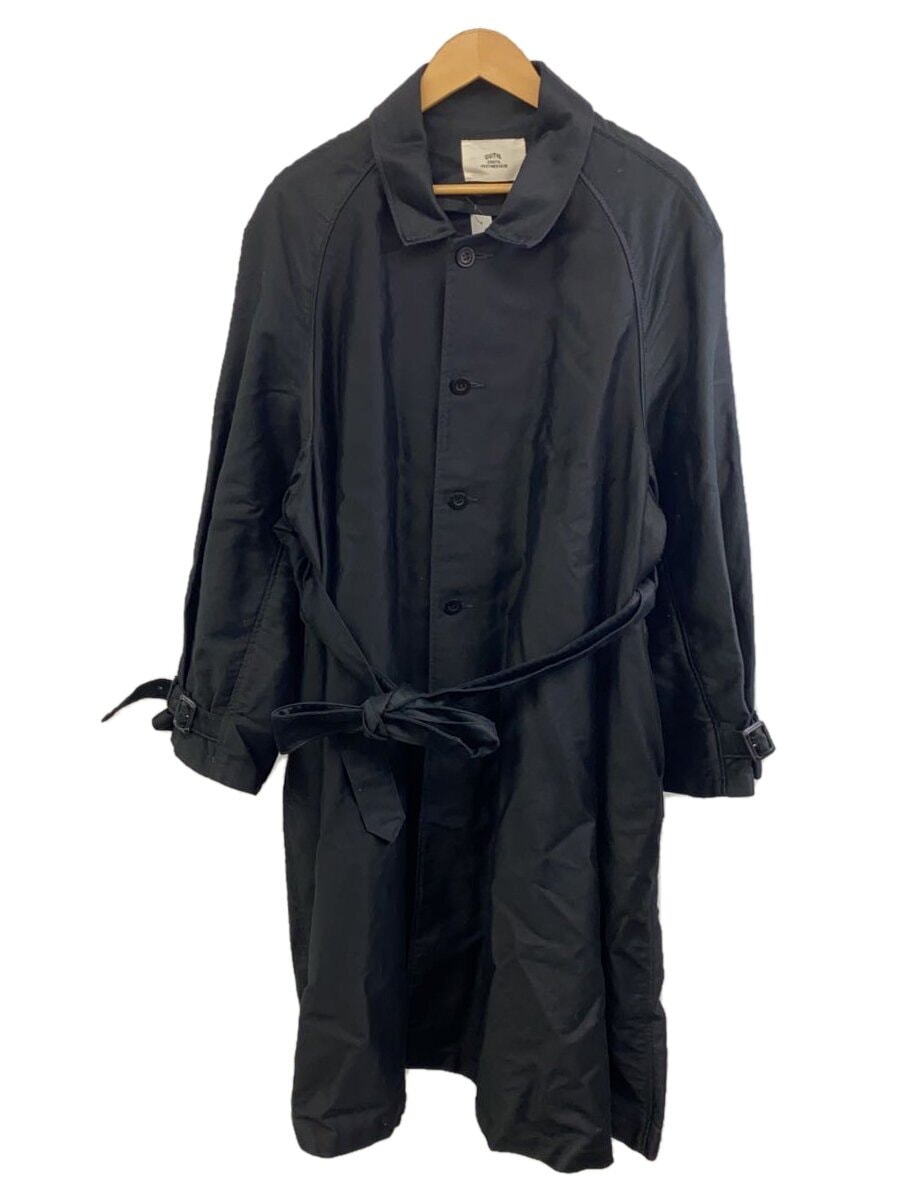 OUTIL / ブラックモールスキン/Aラインコート/ステンカラーコート/2/コットン/BLK/無地/OU-T021