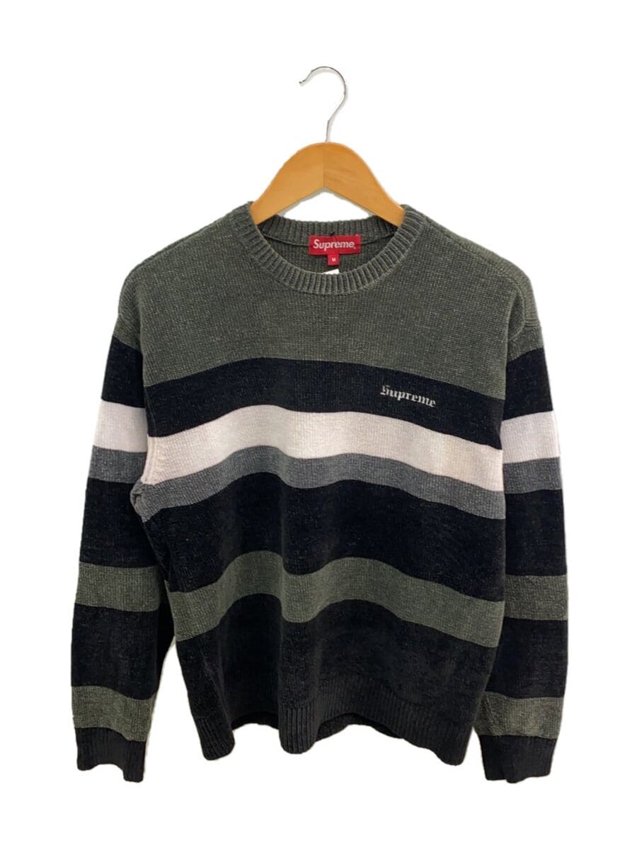Supreme / 18AW/chenille sweater/ニット・セーター(薄手)/M/ポリエステル/KHK/ボーダー//