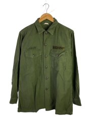 60s/OG107/ユーティリティシャツ/コットンサテン/長袖シャツ/16.5/コットン/GRN