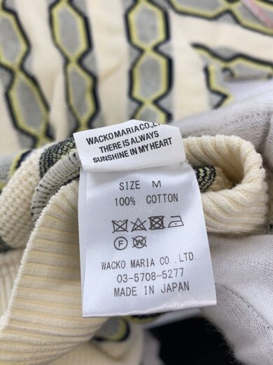 商品画像：STRIPED JACQUARD SUMMER KNIT POLO SHIRT/M/コットン/BEG/総柄 5