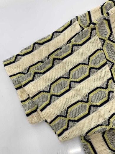 商品画像：STRIPED JACQUARD SUMMER KNIT POLO SHIRT/M/コットン/BEG/総柄 6