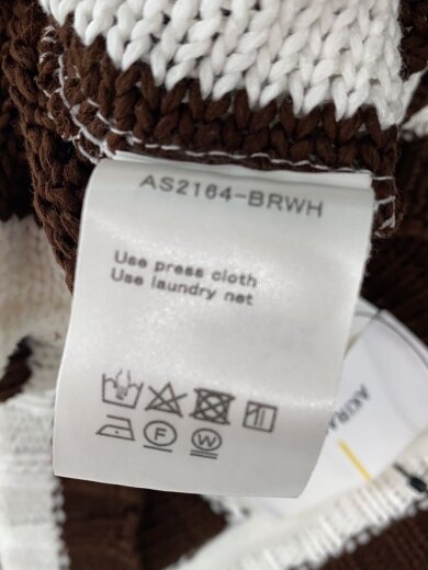 商品画像：3D/ニットベスト(厚手)/2/コットン/BRW/ストライプ/AS2164-BRWH 7