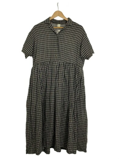 商品画像：半袖ワンピース/FREE/リネン/BLK/チェック/GA35-26M009 1