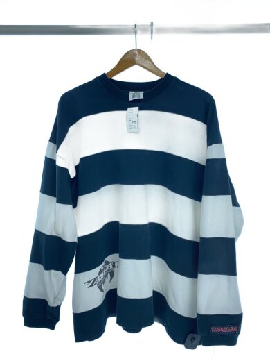 商品画像：ZORLAC SKATEBOARD/長袖Tシャツ/L/コットン/BLK/ボーダー 1