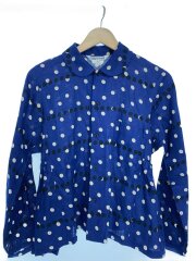 AD2015/長袖ブラウス/S/リネン/NVY/ドット/RQ-B012