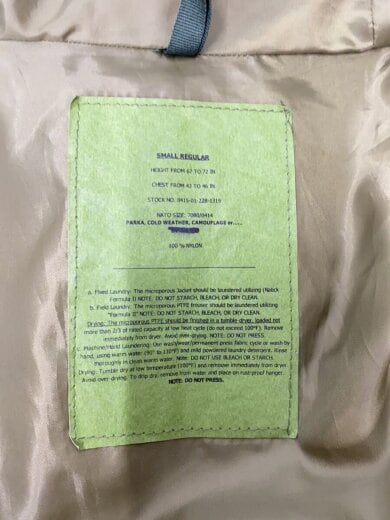 画像：SWEDISH MILITARYM90/ECWCS PARKA FIELD JACKET/マウンテンパーカ/S/ナイロン/KHK//3