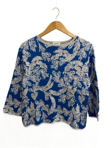 商品画像：ニット・セーター(薄手)/M/コットン/BLU/ストライプ/PL41KN171 1