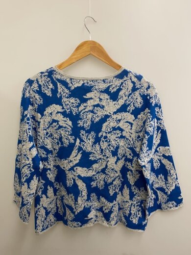 商品画像：ニット・セーター(薄手)/M/コットン/BLU/ストライプ/PL41KN171 2